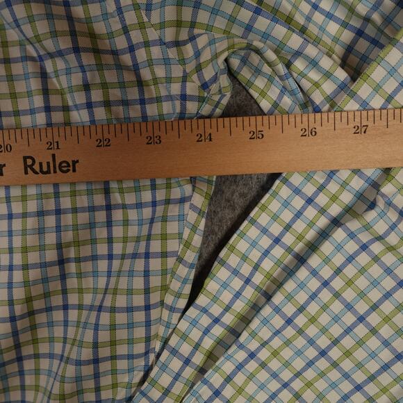 Peter Millar Shirt Mens Large Button Down Long Sleeve Plaid Checked Blue Green - Picture 6 of 8